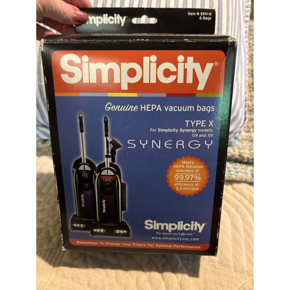 Simplicity Type X Synergy HEPA Vacuum Bags 6-Pack SXH-6 for G9 X9 Models